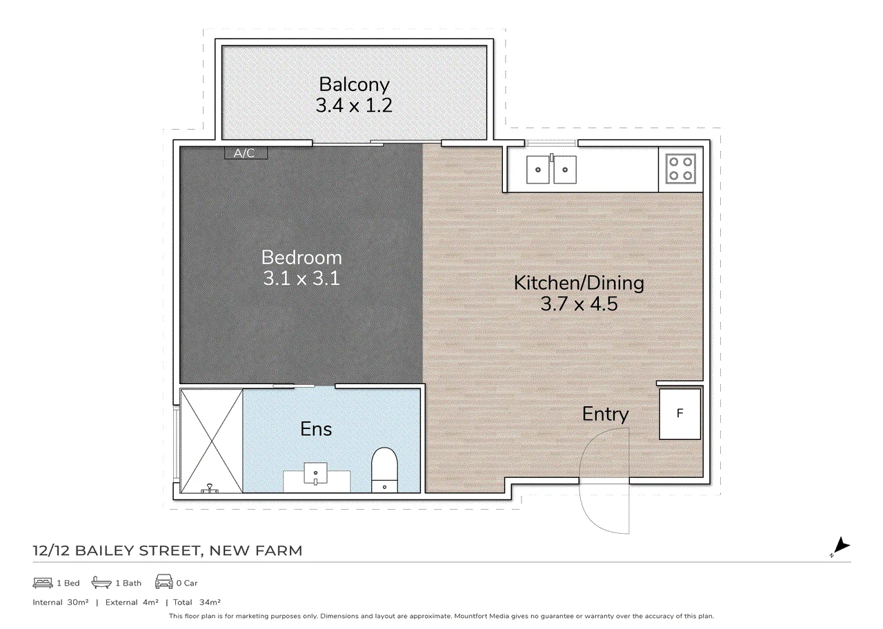12/12 Bailey St, New Farm, QLD, 4005