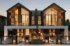 Brand-new luxurious new tri-level residence with striking architectural design in an exclusive setting