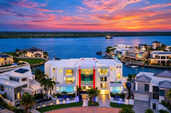"Baltimore"  A Statement Waterfront Residence Inspired by David Carlson | 55m Bridge-Free Frontage & Stunning Stradbroke Island Views